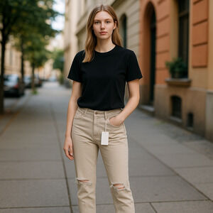 KanCan Jeans Womens 5 26 Beige Distressed Skinny Knee Rip‎ Stretch KC7210LG NWT